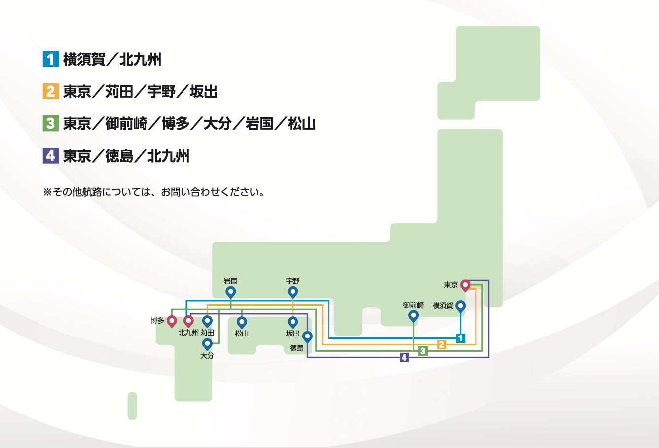 主な海上輸送航路 関東 / 九州
